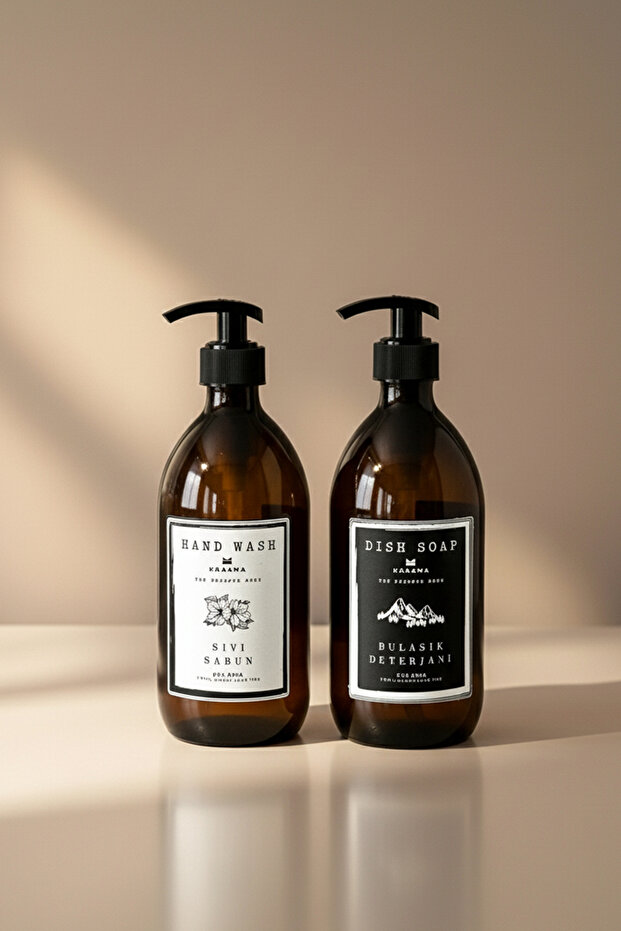 Set of 2 Dishwashing Liquid and Liquid Soap Bottles Standless Soap Dispenser 500ml Bhsd