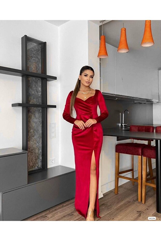 Women's Velvet Slit Dress with Slit (Color Options Available)