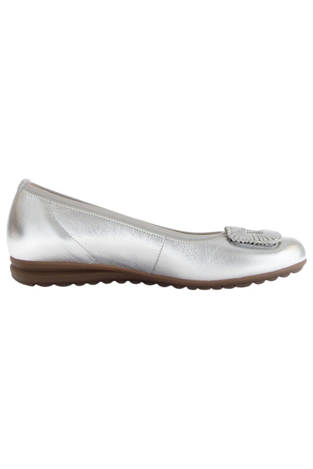 Damen Klassische Ballerina G-Weite 62.623 Silberfarben 10 Silber Leder - 7