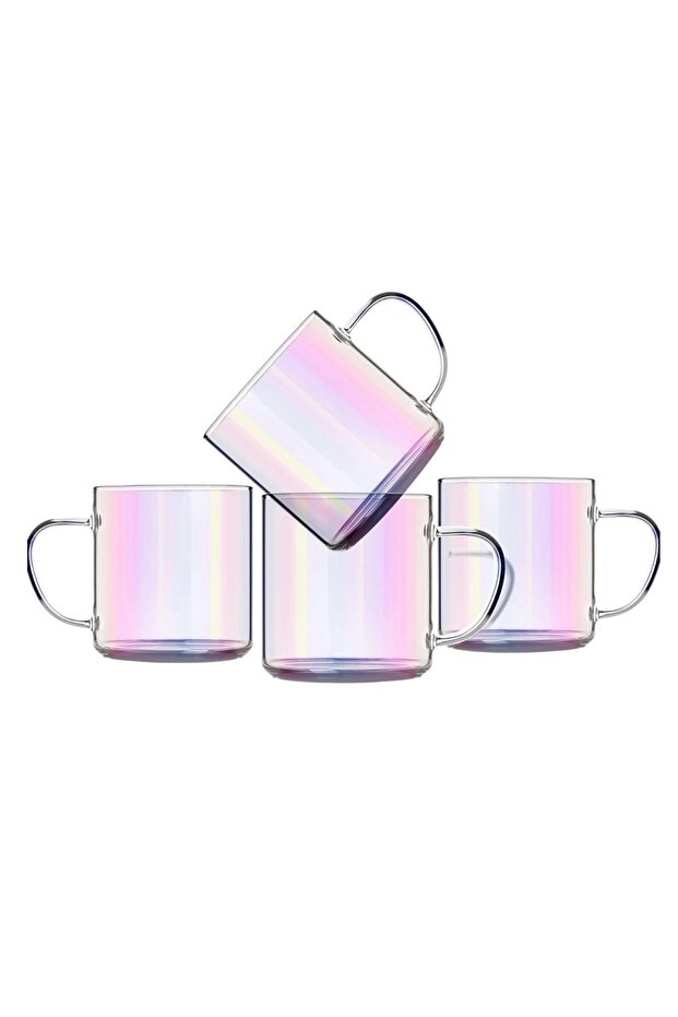 2 Pieces (8 cm - 6 cm) Rainbow Borosilicate Heat-Resistant Thermosil Glass Mug Cup