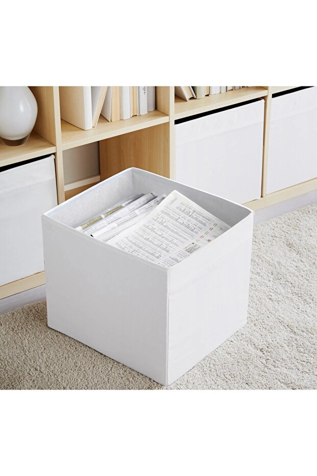 Qui̇ck Square Storage Box 33X38X33 cm Ikea Organizer Box Plain White Polyester Organizer
