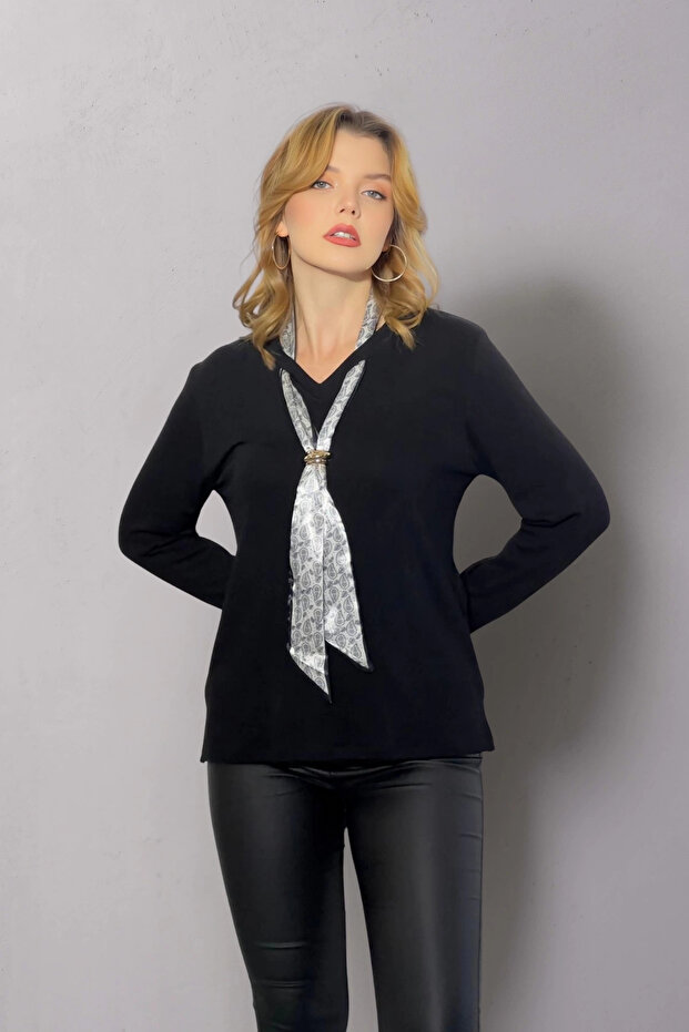 بلوزة وشاح الخامس الرقبة - 1