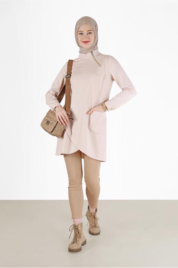 ASYMMETRIC CUT TUNIC WITH ZIPPER DETAIL 42294