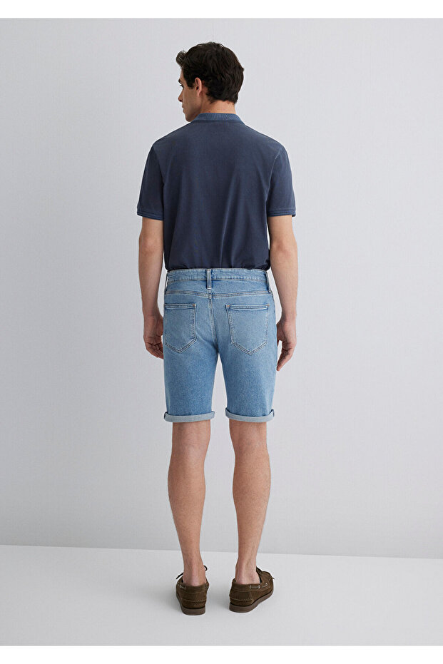 Brian 90lar Canlı Mavi Jean Şort 0418489818 - 5