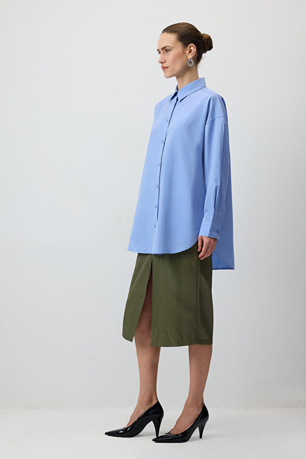 OVERSİZE FİT POPLİN GÖMLEK - 7