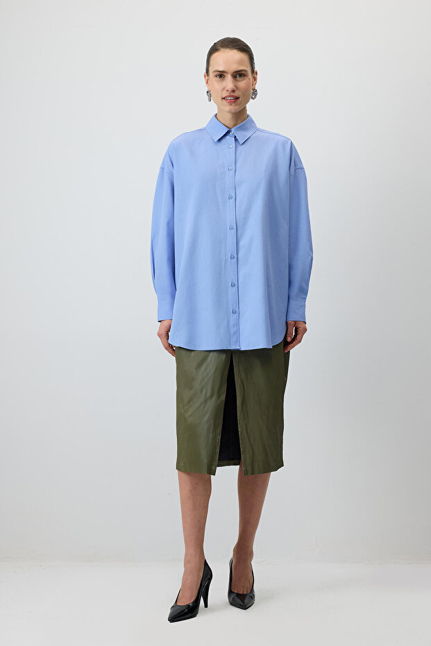 OVERSİZE FİT POPLİN GÖMLEK - 6