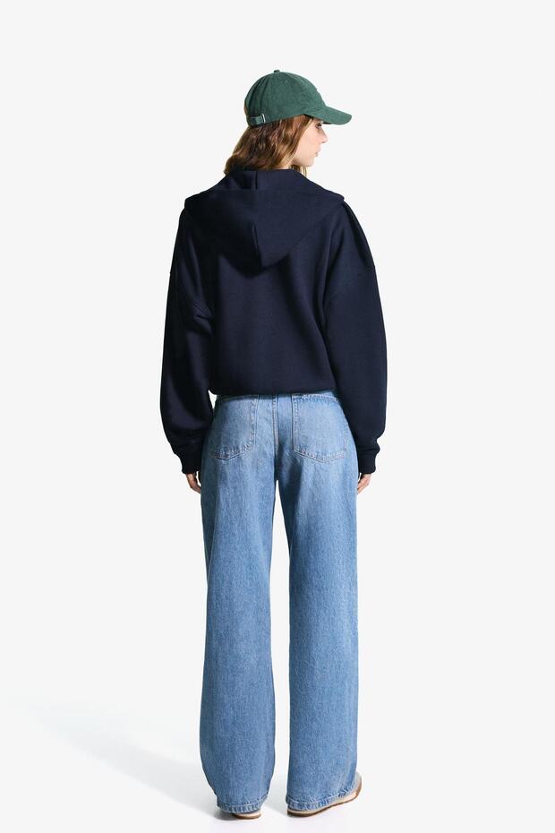 Oversize kapüşonlu fermuarlı sweatshirt - 3