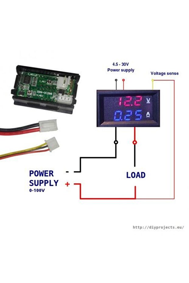 0.28" 100V 10A Çift Led Ekranlı Voltmetre Ve Ampermetre Modülü - 3