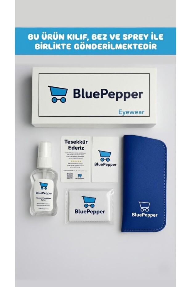 نظارات واقية بإطار مستطيل من جلد الفهد باللون الأزرق - كتلة زرقاء - 4