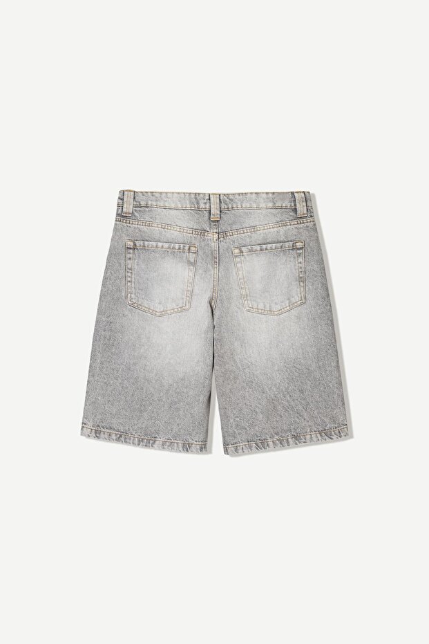 Baggy denim şort - 5