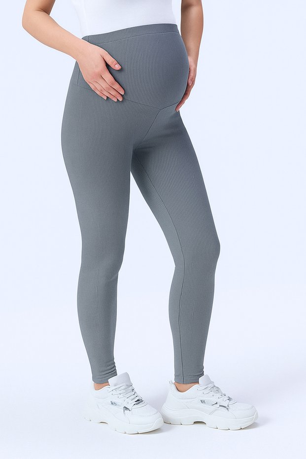 371 Gray Color Corded Fabric Shaping / Sculpting and Extra Flexible Effective High Waist Maternity Leggings