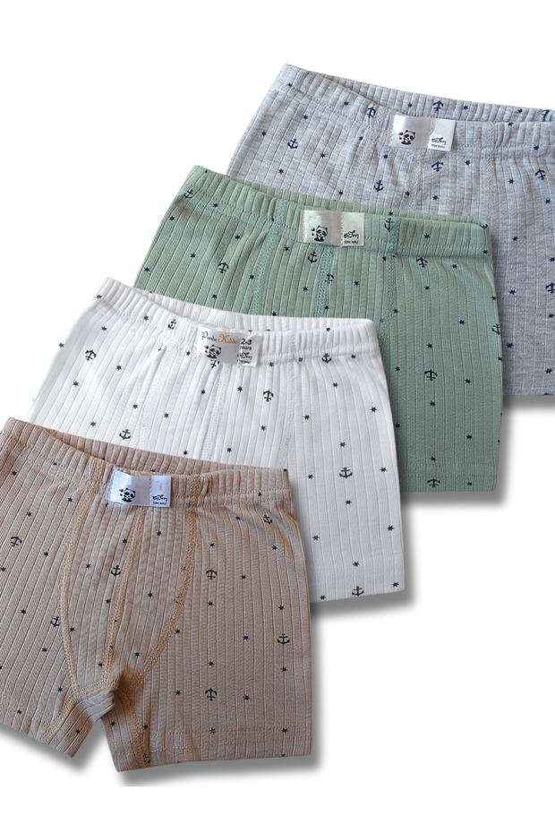 100% Cotton Boys' Ribbed Boxer Set of 4 / Underpants / Underwear