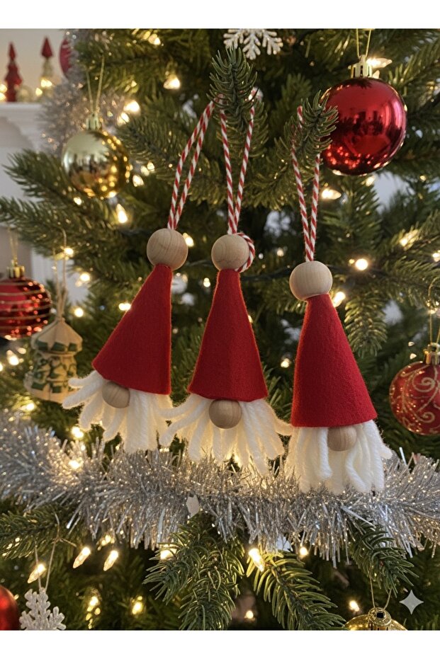 Handmade Felt Santa Claus Christmas Ornament – Set of 3