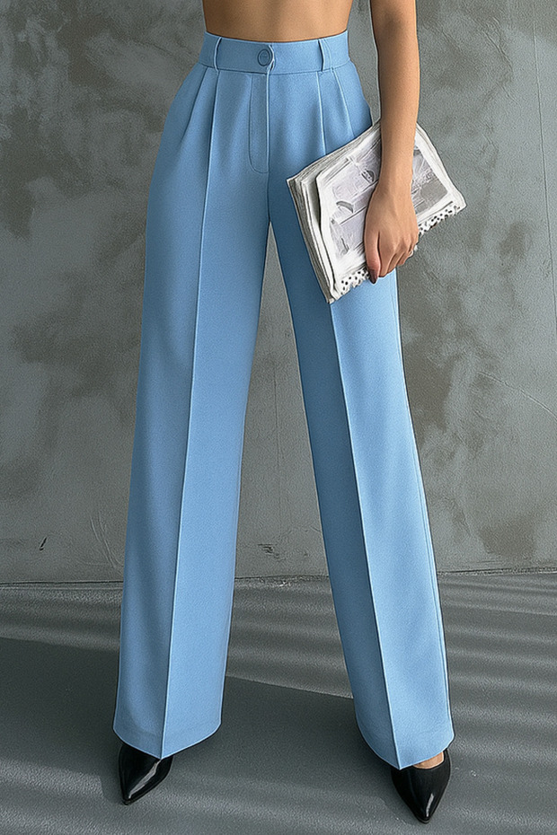 Women's Pleated High-Waist Wide-Leg Stretch Fabric Palazzo Pants 1139