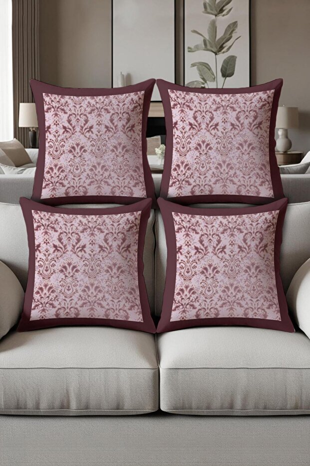 Digital Printed Soft Textured 4-Piece Throw Pillow Cover Set (43X43 cm) Krl0034