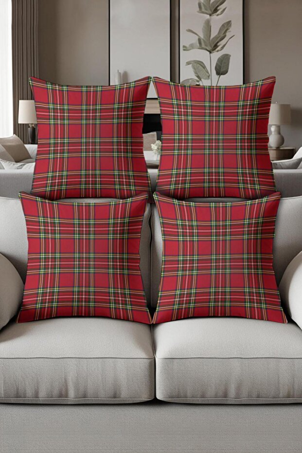 Digital Printed Soft Textured 4-Piece Throw Pillow Cover Set (43X43 cm) Krl0053