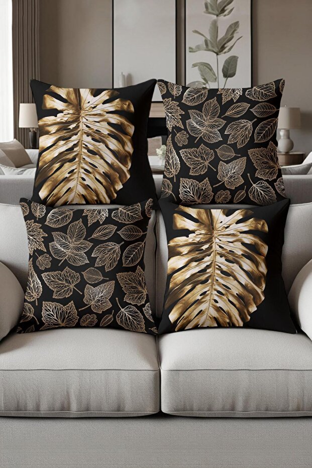 Digital Printed Soft Textured 4-Piece Throw Pillow Cover Set (43X43 cm) Krl0008