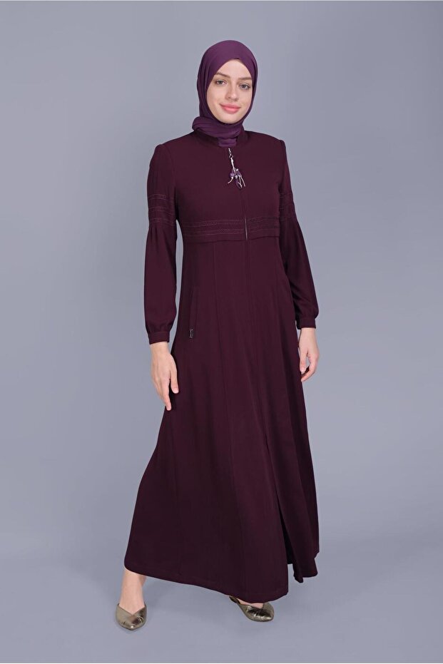 Embroidered Zippered Coat 10214