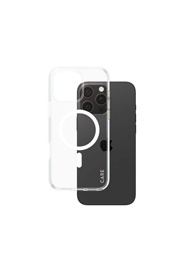 PanzerGlass CARE - حافظة فضية بمسند وMagSafe لهاتف iPhone 16 Pro Max
