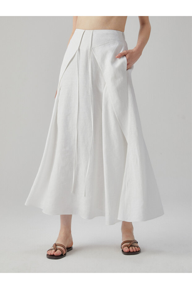 Midi Boy Beyaz Etek - 4