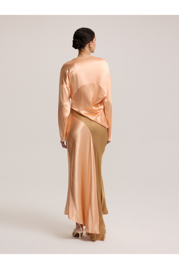 Somon Renk Uzun Elbise - 2