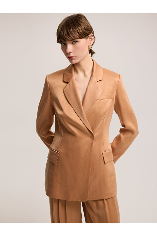 Çapraz İlikli Cupro Ceket - 2