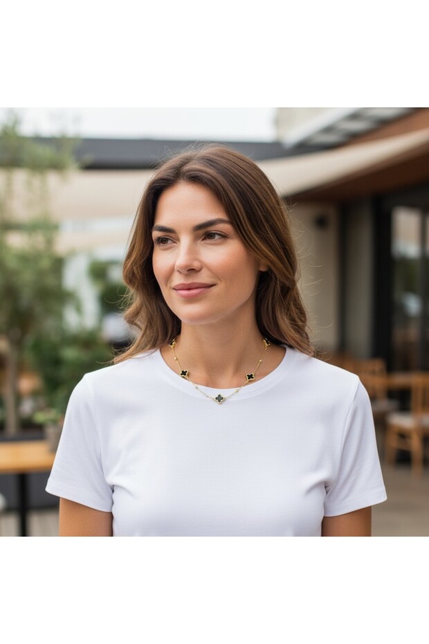 Yonca Paslanmaz Çelik Kolye - 1