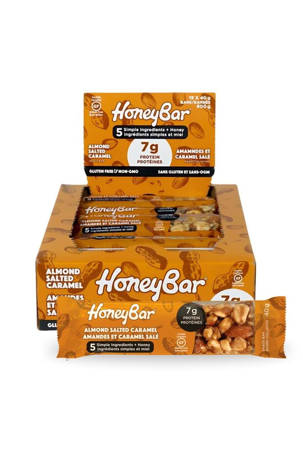 Almond Salted Caramel Bars – Gluten-Free, Non-GMO, Vegetarian Snack | 15 x 40g