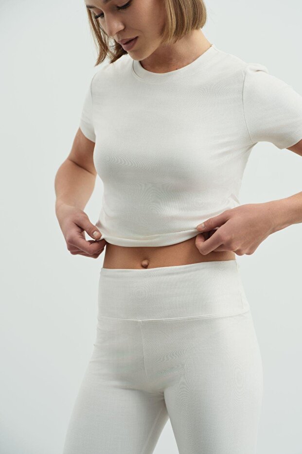 Yüksek Bel Soft Pantolon Bej - 7