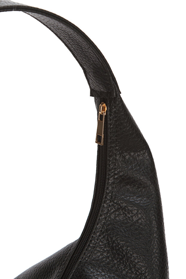 Дамска ежедневна мека текстурирана голяма черна чанта през рамо и чанта тип тоут - 8