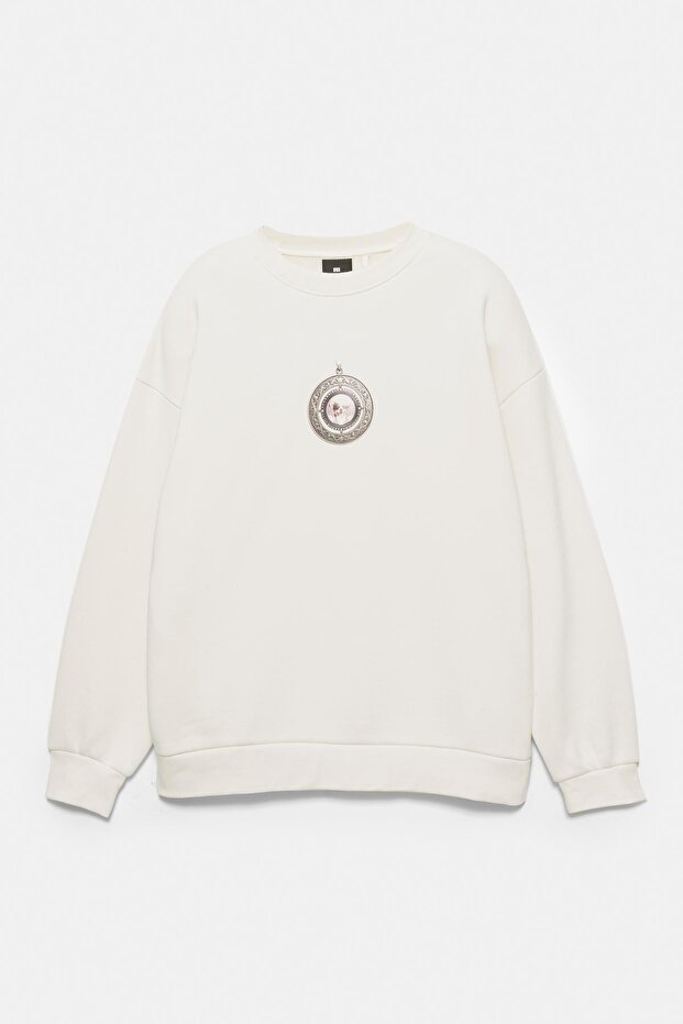 Köpek grafik baskılı salaş sweatshirt - 6