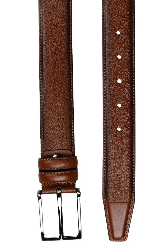 Genuine Leather Tan Plain 3 cm Men's Belt (Fabric)
