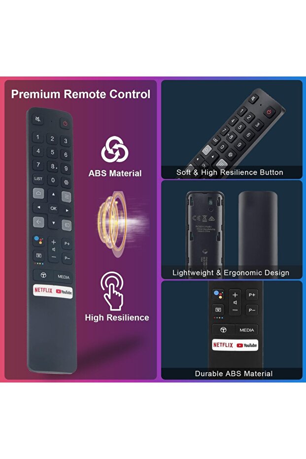 جهاز تحكم عن بعد صوتي بديل لتلفزيون TCL Android Smart TV RC901V - 8