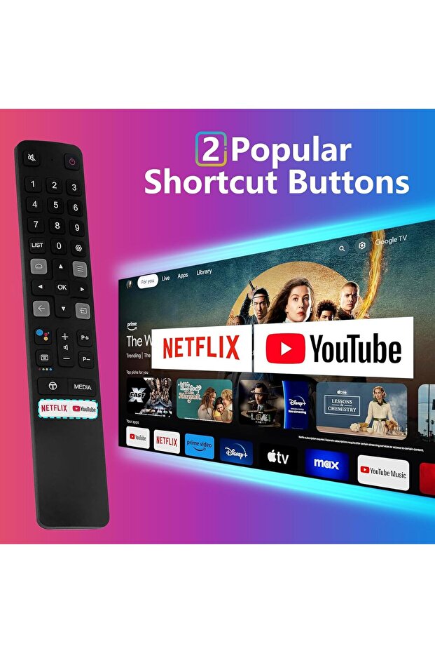 جهاز تحكم عن بعد صوتي بديل لتلفزيون TCL Android Smart TV RC901V - 4