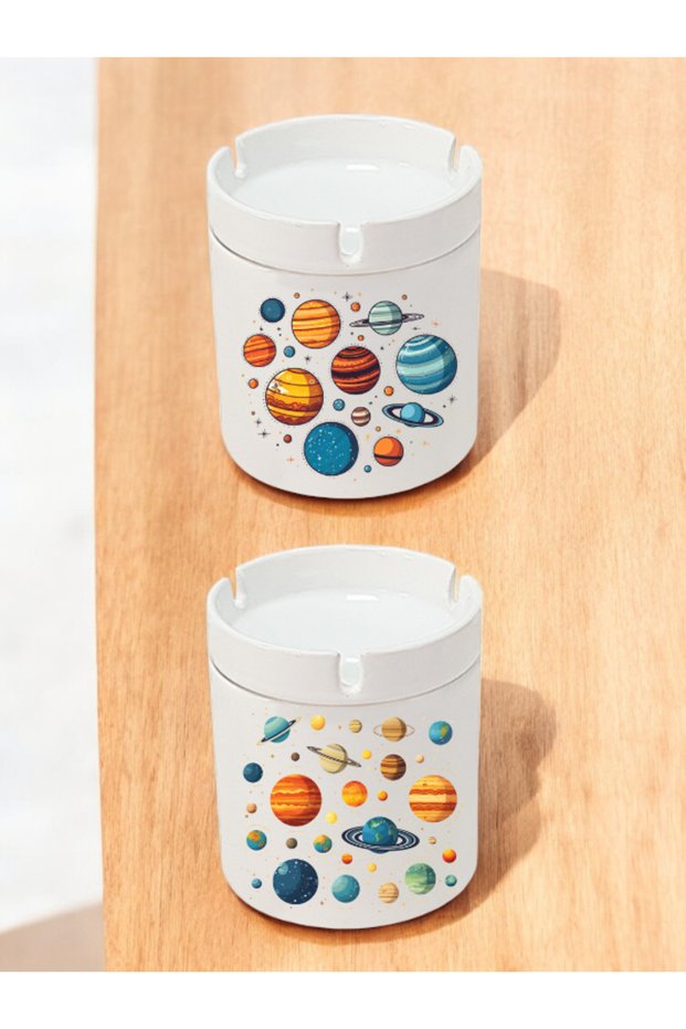Planet Theme 2-Piece Ashtray - Ash Tray for Balcony, Garden Type Ashtray, Garden Ash Tray