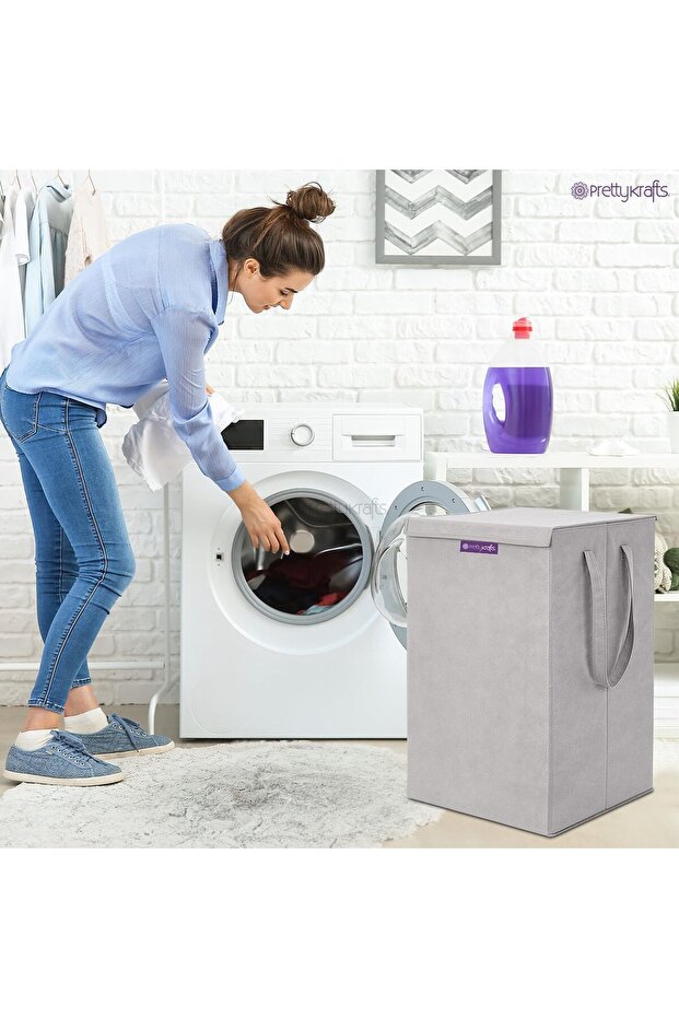 سلة غسيل كبيرة مستطيلة الشكل مصنوعة من قماش غير منسوج - 5