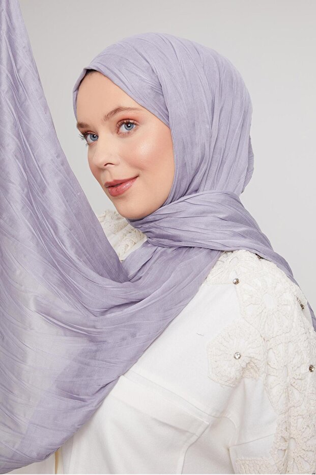 Taş Pliseli Pamuklu Şal - 3