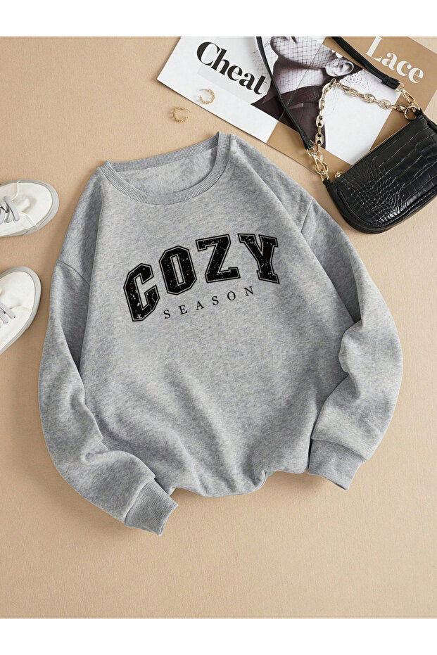 Girls Slogan Print Long Sleeve Sweatshirt