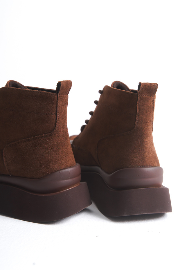 Kadın Bağcıklı Kalın Tabanlı Günlük Bot Floor Kahve Süet - 7