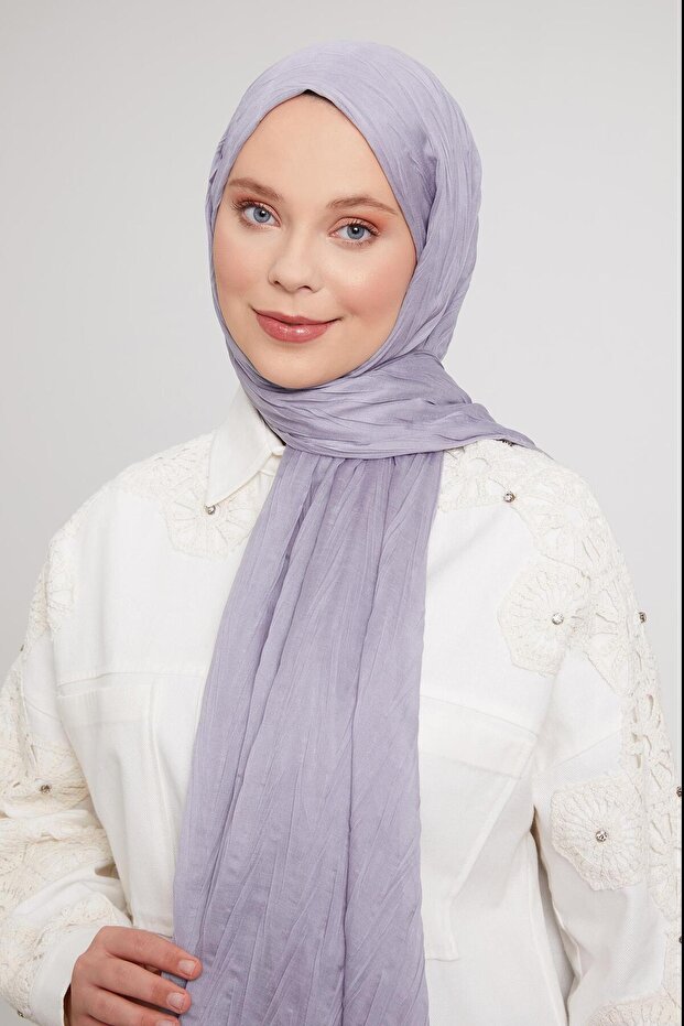 Taş Pliseli Pamuklu Şal - 1