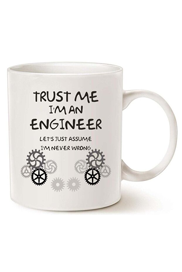 كوب قهوة MAUAG Funny Engineer، "ثق بي، أنا مهندس"، أبيض، 11 أونصة