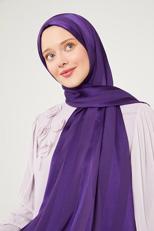 Mor Sim Şeritli Tokyo Şal - 4