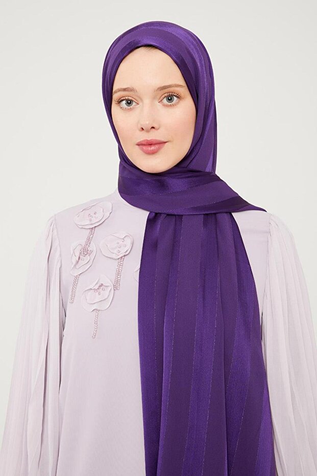 Mor Sim Şeritli Tokyo Şal - 1
