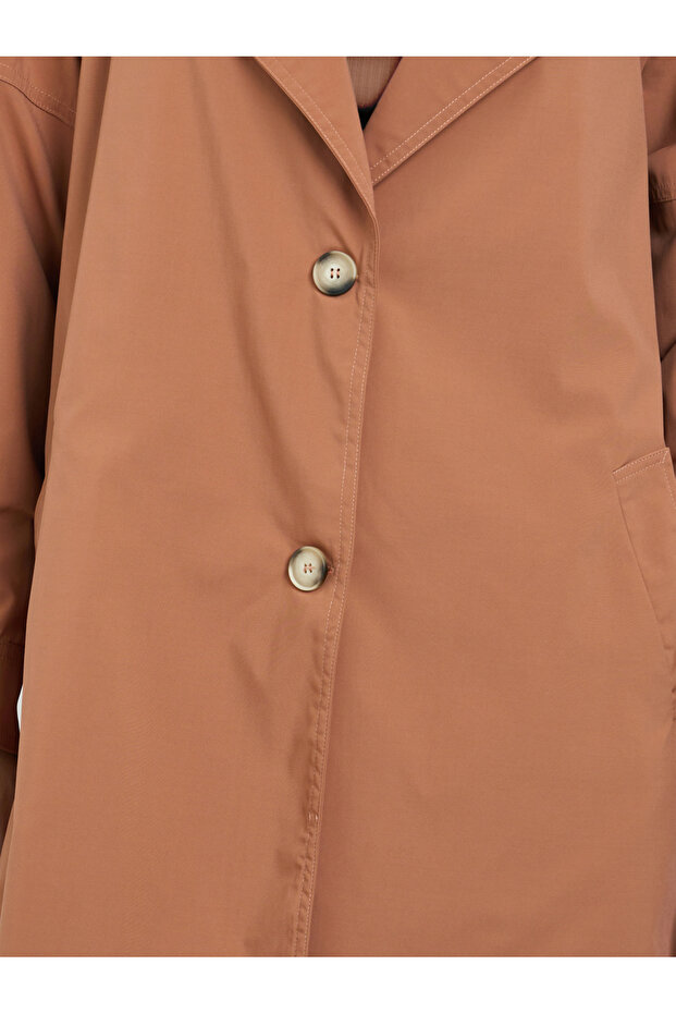 معطف ترنش طويل من الصدأ بأزرار - 4