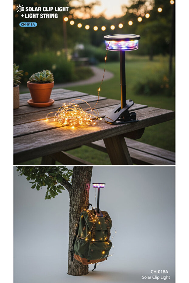 مشبك ضوء يعمل بالطاقة الشمسية + سلسلة إضاءة - 2