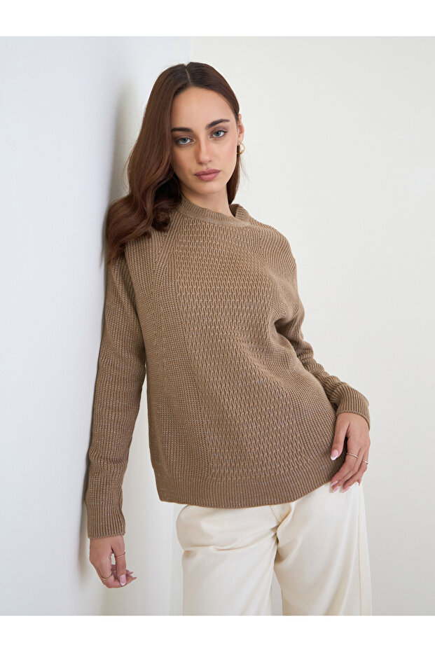 Beige Regular Fit Knit Sweater