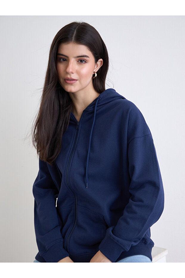 Zip-Up Oversized Longline Hoodie
