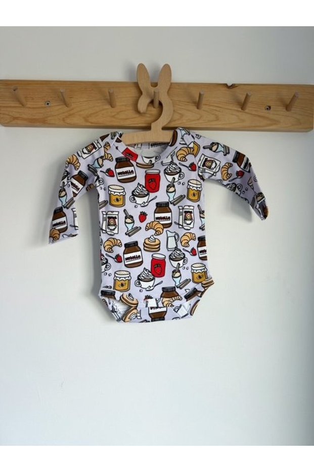 Nutella Croissant Pattern Lilac 100% Organic Cotton Unisex Baby Bodysuit