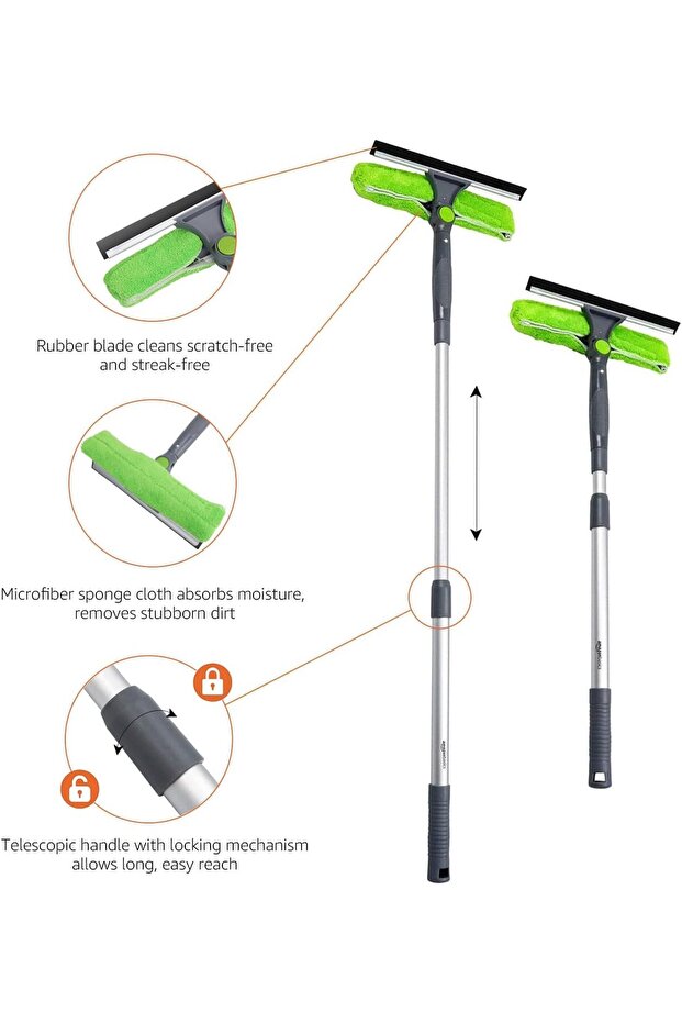 Extendable Window Squeegee with Rotating Head - 2