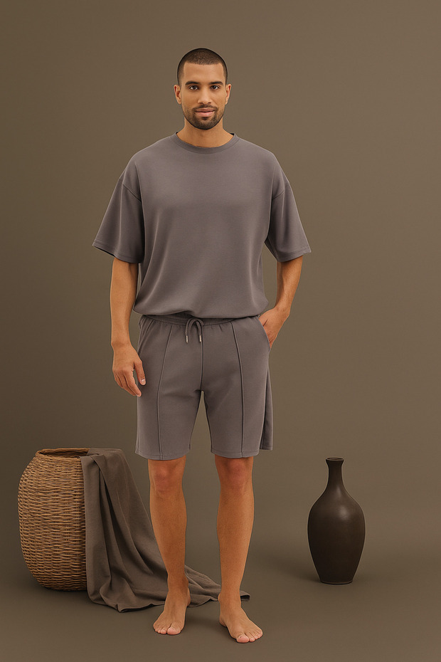 Men's Basic Fluffy Shorts Dark Gray - 1